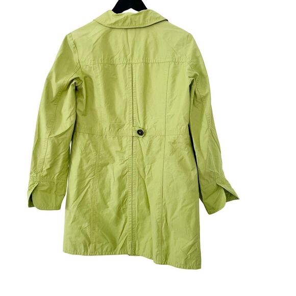 Eddie Bauer Lime Green Lined Button Down Rain Jacket Trench Coat - Picture 3 of 11